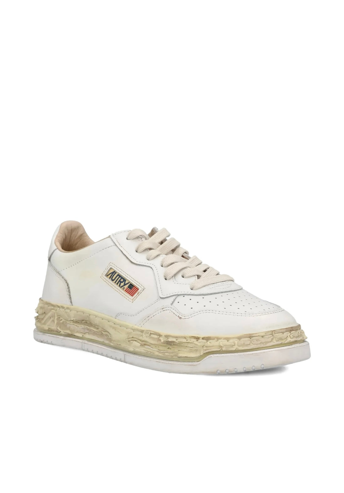 Autry Medalist Leather Sneakers – White Distressed Sole