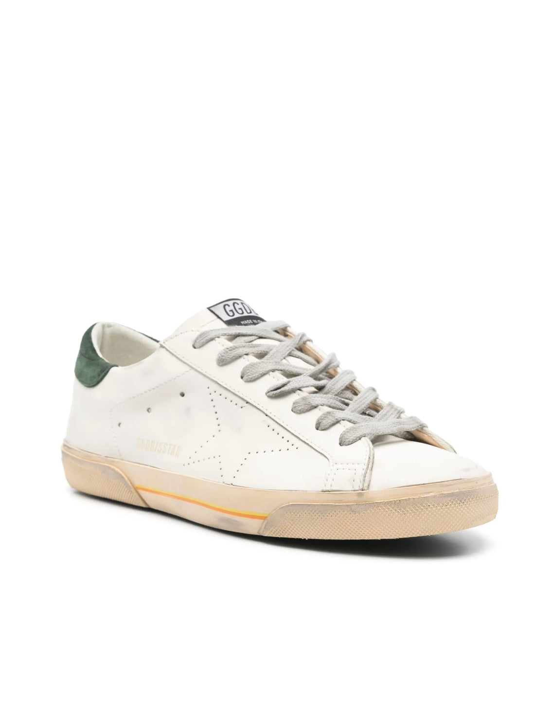 Golden Goose Superstar White Leather Sneakers with Green Heel